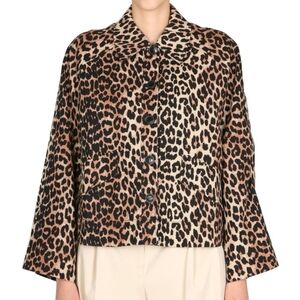 Ganni Leopard Print Teddy Jacket